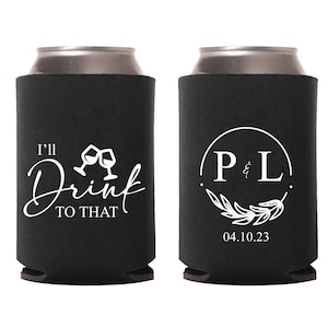 Customized Wedding Wedding Can Coolers, Can Cooler Wedding Favors, Custom Wedding Can Cooler Favors, Personalized Beer Hugger Favors (181)