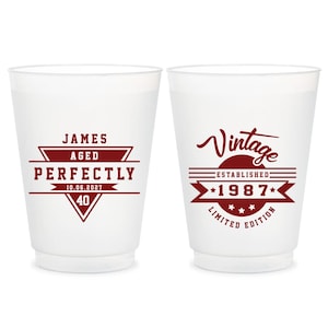 Personalized Birthday Frosted Cups, Vintage Birthday Frosted Cups, Personalized Birthday Frosted Cup Favors, Custom Birthday Cups (36)