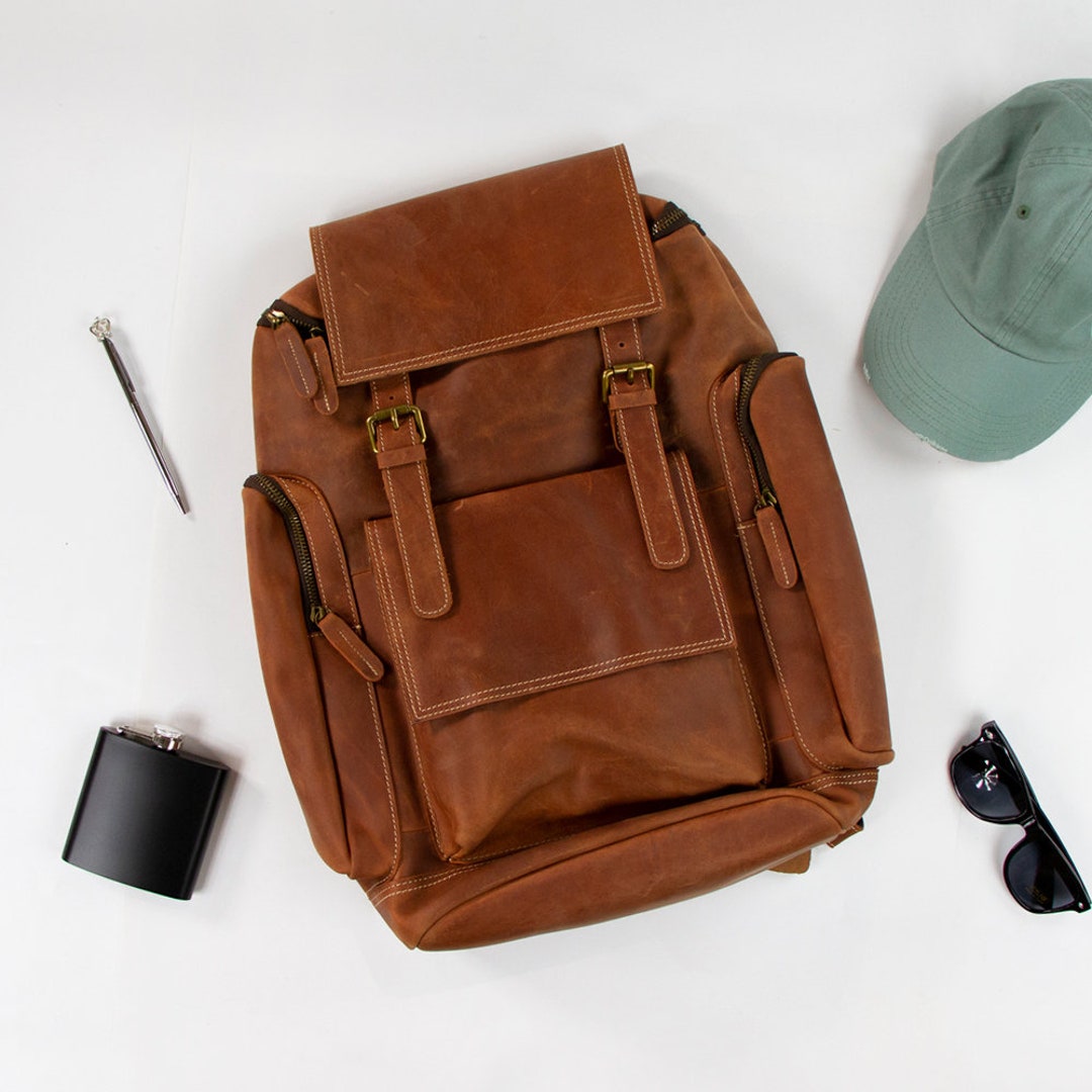 Engraved Custom Leather Backpack Leather Backpack Bag Etsy