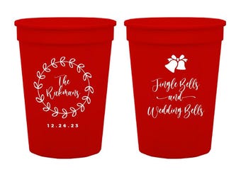 Personalized Wedding Favors, Custom Stadium Cups, Christmas Wedding Plastic Cups, Christmas Plastic Cups Favors, Custom Stadium Cups (174)
