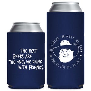 Gepersonaliseerde blikjeskoelers, gepersonaliseerde blikjeskoelers voor begrafenissen, aangepaste Memorial Beer Huggers, op maat gemaakte schuimkoelers voor begrafenis (215)