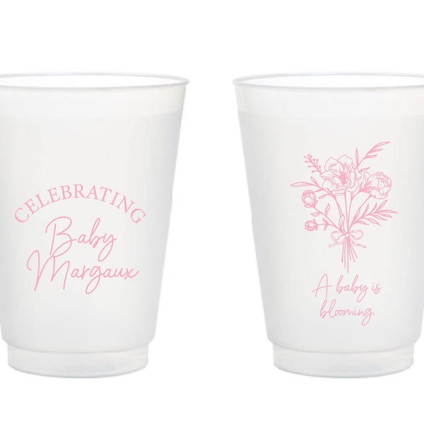 Custom Baby Shower Frosted Cup, Personalized Frosted Cups as Baby Shower Favor, Customized Baby Shower Plastic Cup, Baby Shower Favors (224)