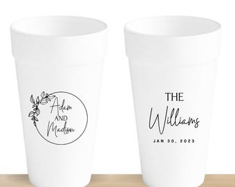 Vasos de espuma personalizados para bodas, vaso de espuma de 20 oz para bodas, vasos de espuma personalizados como recuerdos de boda, vasos de espuma para bodas, regalo de vaso de espuma (139)