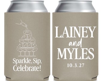 Sparkle Sip Celebrate Can Coolers, Can Coolers as Favors, Personalized Can Cooler Wedding Favor, Custom Can Coolers Favor, Beer Hugger (307)