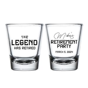Retirement Shot Glass, Custom Retirement Shot Glass Favors, Personalized Retirement Shot Glasses, Custom Retirement Shot Glasses Favor (250)