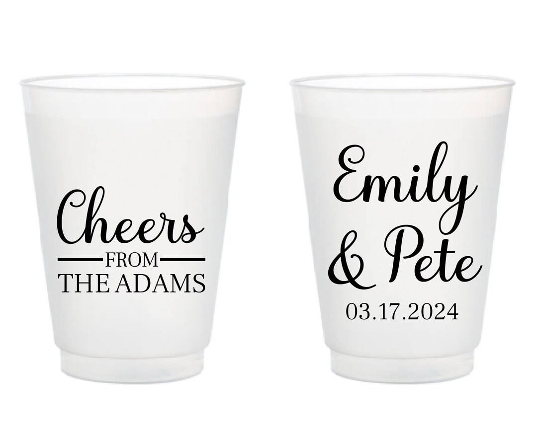 Cheers Wedding Frosted Cups Favors, Custom Wedding Frosted Cups