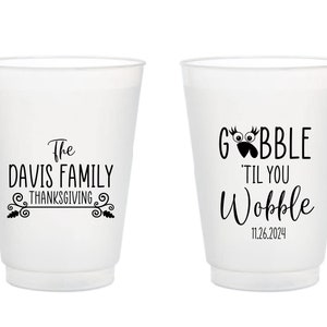 Custom Thanksgiving Party Frosted Cups, Turkey Day Frosted Cups, Thanksgiving Frosted Cups Favors, Personalized Thanksgiving Drinkware (256)