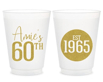 Birthday Frosted Cups, Custom Birthday Frosted Cups Favors, 60th Birthday Frosted Cups, 60th Birthday Plastic Cups, 60th Birthday Cups (143)