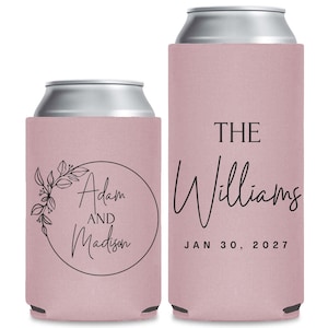 Personalized Wedding Can Cooler, Customized Wedding Favors, Beverage Insulators, Beer Huggers, Huggies, Wedding Shower, Rehearsal Gift (139)