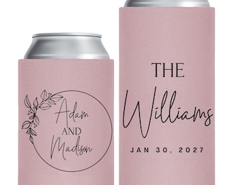 Personalized Wedding Can Cooler, Customized Wedding Favors, Beverage Insulators, Beer Huggers, Huggies, Wedding Shower, Rehearsal Gift (139)