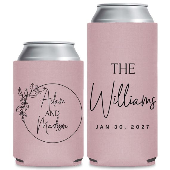 Personalized Wedding Can Cooler, Customized Wedding Favors, Beverage Insulators, Beer Huggers, Huggies, Wedding Shower, Rehearsal Gift (139)