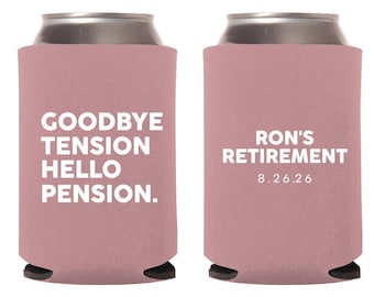 Adiós tensión, hola pensión. Enfriadores de latas personalizados para bodas, enfriadores de latas para fiestas de jubilación, recuerdo de jubilación con enfriador de latas (272)