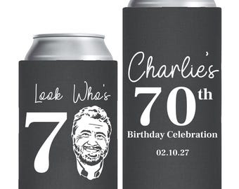 Custom 70th Birthday Can Cooler, 70th Birthday Can Cooler Favors, Personalized 70th Birthday Can Cooler Favor, Personalized Can Cooler (259)