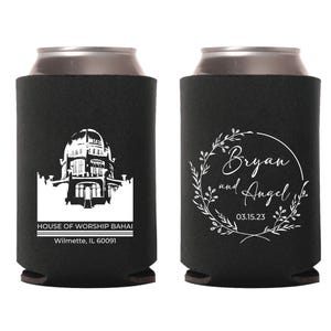 Personalized Wedding Venue Illustration Can Cooler Favors, Custom Wedding Venue Can Cooler, Custom Wedding Favors, Beer Hugger Favors (180)