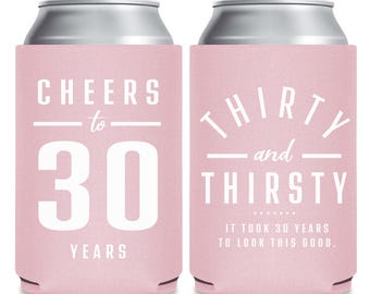 Personalized Years Birthday Can Coolers, Thirty and Thirsty Can Coolers, Personalized Birthday Can Coolers, Custom Birthday Beer Sleeve (37)