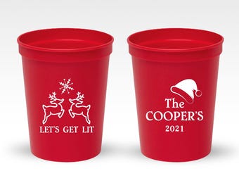 Personalized Christmas Stadium Cups, Personalized Christmas Stadium Cup Favors, Customized Christmas Plastic Cups, Customized Cup Gift (89)