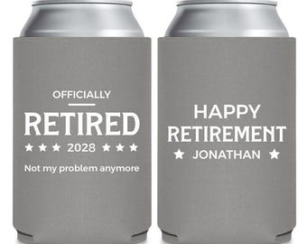 Officially Retired Can Coolers, Personalized Retirement Can Cooler Favors, Custom Retirement Can Coolers, Happy Retirement Can Coolers (274)