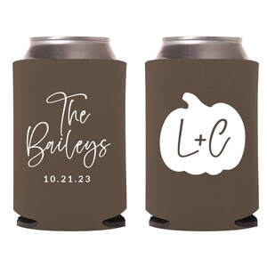 Fall Wedding Can Coolers, Custom Fall Wedding Can Cooler Favors, Custom Can Cooler Wedding Favors, Personalized Beer Huggers as Favors (173)