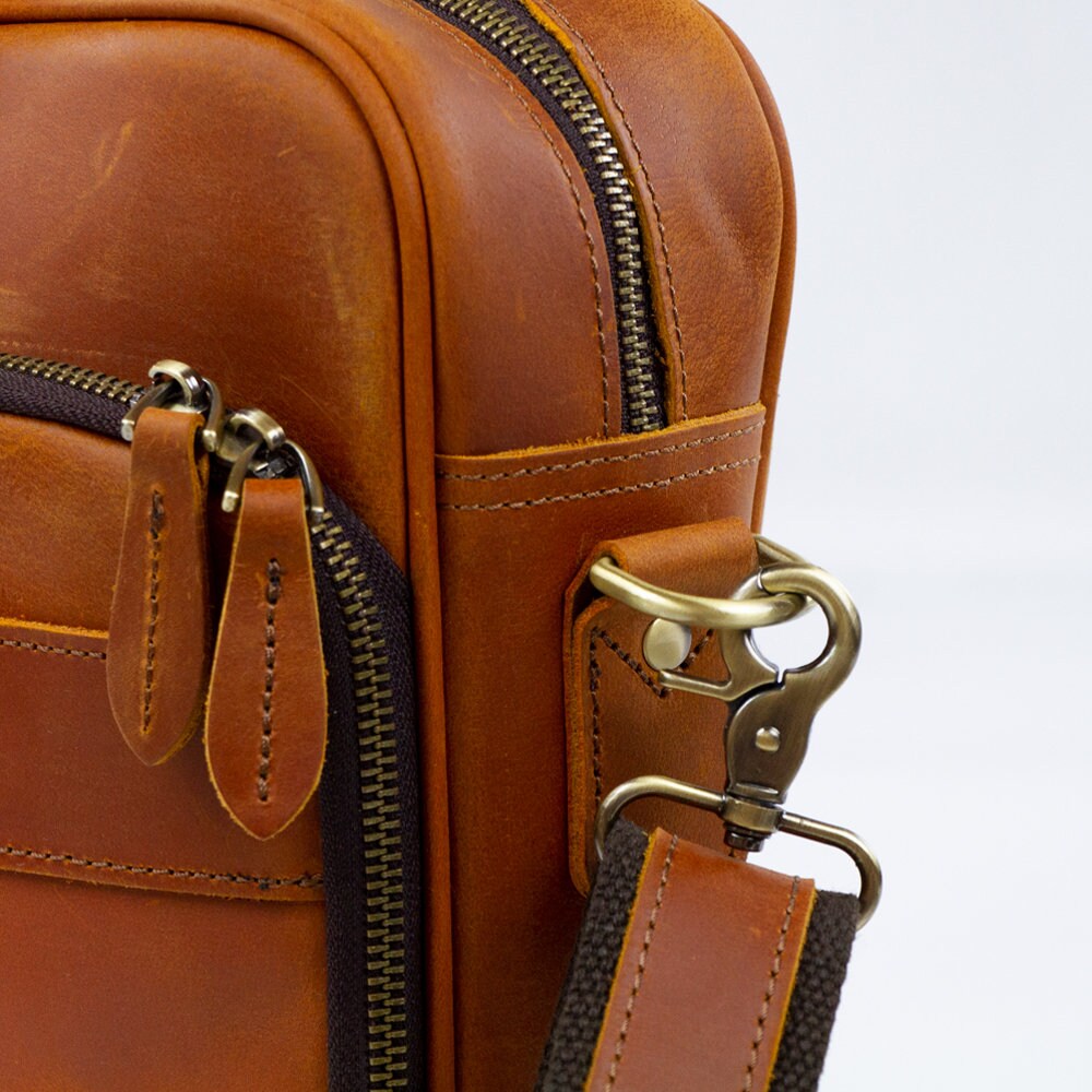Personality Men's Leather Laptop Bag Vintage Leather Etsy