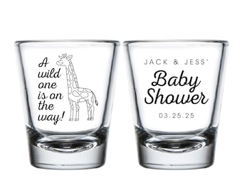 A Wild One Is On The Way Shot Glass Favors, Baby Shower Shot Glasses, Custom Shot Glass Baby Shower Favor, Customized Shot Glass Favor (264)