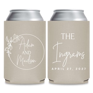 Personalized Wedding Can Cooler, Customized Wedding Favors, Beverage Insulators, Beer Huggers, Huggies, Wedding Shower, Rehearsal Gift (139)