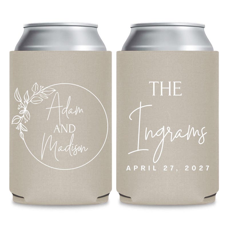 Personalized Wedding Can Cooler, Customized Wedding Favors, Beverage Insulators, Beer Huggers, Huggies, Wedding Shower, Rehearsal Gift (139)