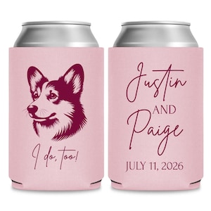 Pet Wedding Can Coolers, Custom Pet Wedding Can Cooler Favors, Personalized Pet Wedding Can Cooler Gifts, Can Coolers as Wedding Favor (248)