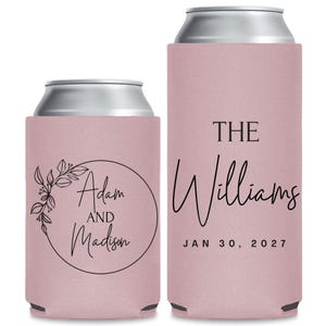 Personalized Wedding Can Cooler, Customized Wedding Favors, Beverage Insulators, Beer Huggers, Huggies, Wedding Shower, Rehearsal Gift (139)