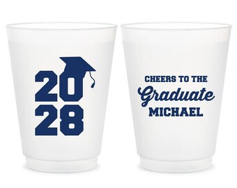 Cheers to the Graduate Frosted Cups, Graduation Party Cup Favors, Personalized Grad Cups, Class of 2026 Party Favors, Bulk (218)
