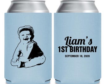Custom Portrait 1st Birthday Can Coolers, Customized Birthday Can Cooler, Personalized Birthday Can Cooler Favors, Can Cooler Birthday (247)
