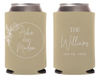 Personalized Wedding Can Cooler, Customized Wedding Favors, Beverage Insulators, Beer Huggers, Huggies, Wedding Shower, Rehearsal Gift (139)