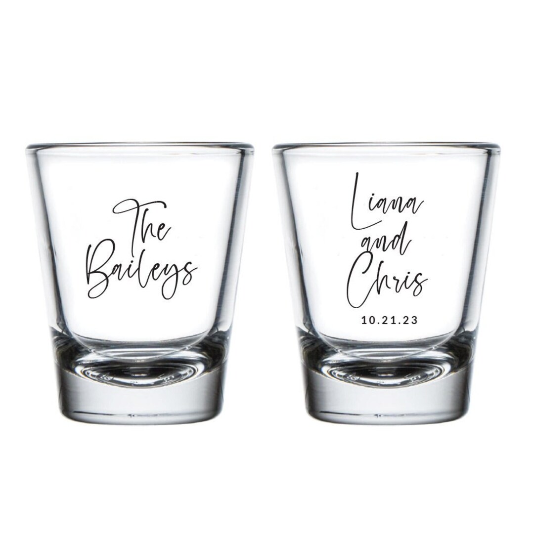 Custom Wedding Shot Glasses, Custom Shot Glasses Wedding Favors, Custom