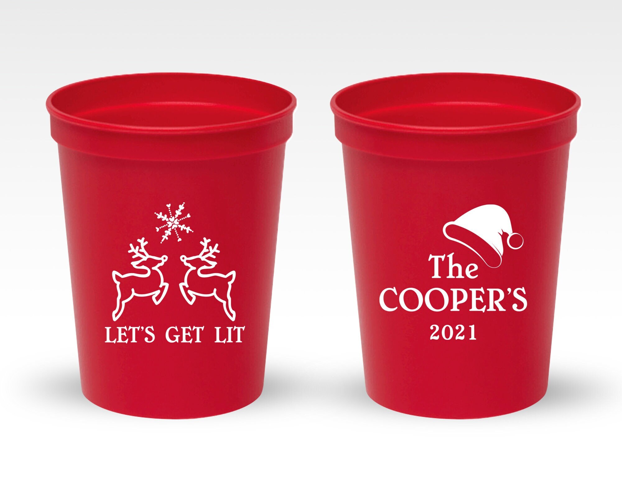 Let's Get Lit Christmas Stadium Cups, Personalized Christmas Stadium Cup  Favors, Customized Christmas Plastic Cups, Customized Cup Gift 89 
