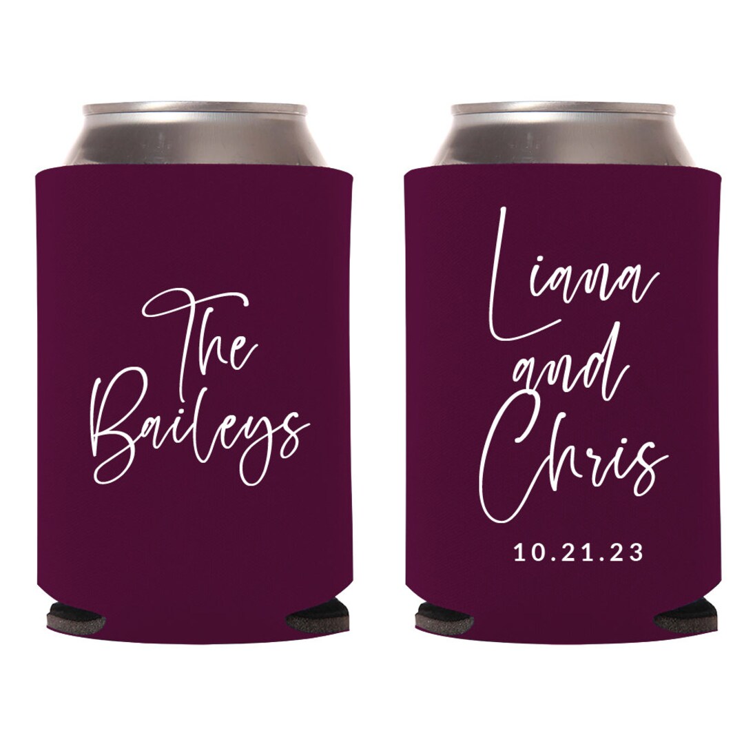 Custom Wedding Can Coolers, Can Cooler Wedding Favors, Custom Can