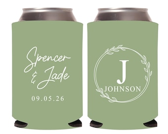 Customized Wedding Can Coolers, Personalized Monogram Can Cooler Favors, Custom Can Coolers Wedding Favors, Custom Wedding Can Coolers (263)