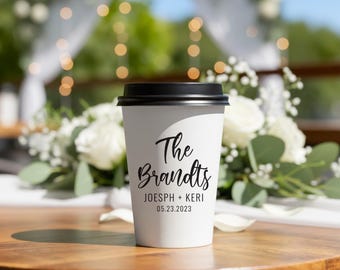 紙製コーヒーカップのウェディングギフト、紙製カップのウェディングギフト、パーソナライズされたウェディングペーパーカップ、コーヒーカップのウェディングギフト、カスタムペーパーカップ（153）