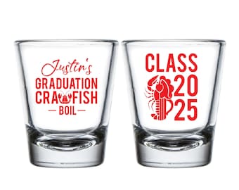 Graduation Crawfish Bowl Shot Glasses, Personalized Shot Glass Graduation Favors, Custom Shot Glass Graduation Party Favor, Grad Favor (289)