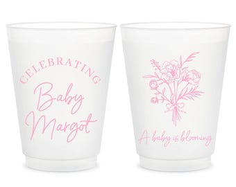 Custom Baby Shower Frosted Cup, Personalized Frosted Cups as Baby Shower Favor, Customized Baby Shower Plastic Cup, Baby Shower Favors (224)
