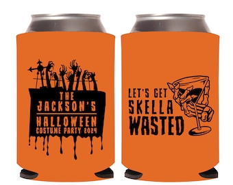 Halloween Party Can Coolers, Halloween Party Can Cooler Favors, Custom Halloween Party Can Insulator, Halloween Party Beer Hugger Gift (253)