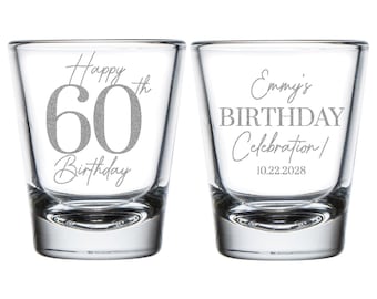 Personalisiertes Schnapsglas zum 60. Geburtstag, Schnapsglas zum 60. Geburtstag, Party Schnapsglas zum 60. Geburtstag als Gastgeschenk (260)