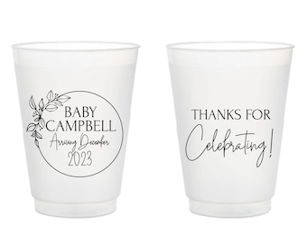 Baby Shower Favors, Custom Baby Shower Frosted Cup, Customized Baby Shower Plastic Cup, Personalized Frosted Cups as Baby Shower Favor (252)