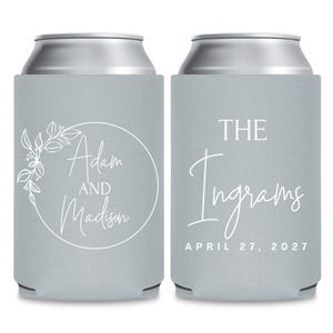 Personalized Wedding Can Cooler, Customized Wedding Favors, Beverage Insulators, Beer Huggers, Huggies, Wedding Shower, Rehearsal Gift (139)