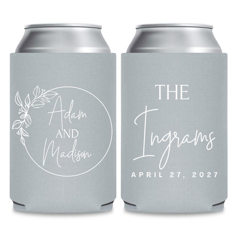 Personalized Wedding Can Cooler, Customized Wedding Favors, Beverage Insulators, Beer Huggers, Huggies, Wedding Shower, Rehearsal Gift (139)