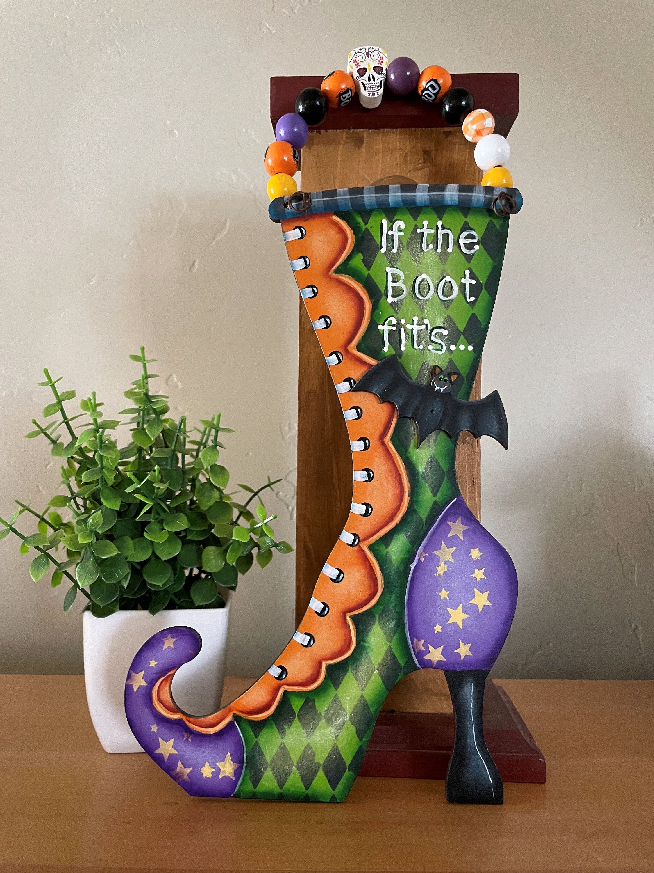 Hand Painted Halloween Boot Decoration: If the Boot Fits! - Etsy