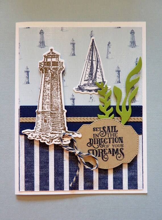Hand created nautical greeting card. Sail in Direction of your | Etsy