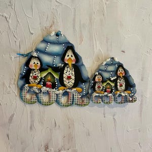 Hand Painted Penguin Igloo Christmas Ornament or Pin