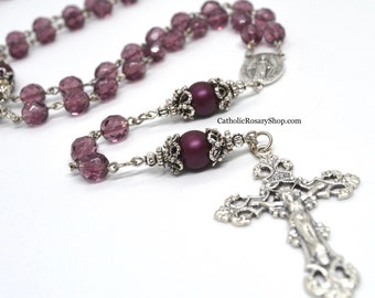 Dark Amethyst Rosary | Personalized Birthstone Rosary Gifts for Girls and Women | February Birthstone Gifts |