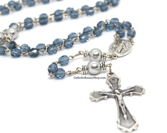 READY TO SHIP! Montana Blue and Gray Rosary for Men and Boys | Personalized Rosary Gifts for Baptism, First Communion and Confirmation