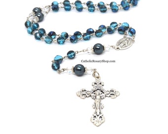 Tahitian Blue Personalized Rosary for Men and Boys | Custom Rosary for Baptism | First Communion and Confirmation | Rosary for Dad