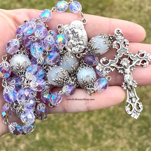 Moonstone and Alexandrite Heirloom Rosary | Personalized Birthstone Rosary | Rosary Beads for Women | June Birthstone Rosary